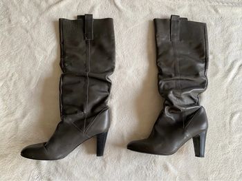 Bottes Zara en cuir grises à talon taille 37