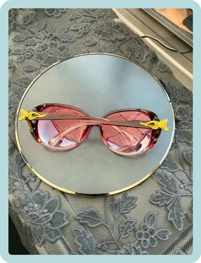 Lunette de soleil ronde rose - photo numéro 3