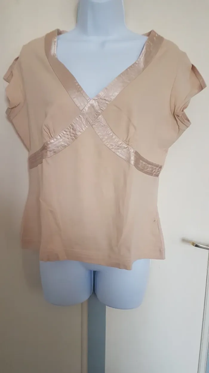 T shirt beige rosé - photo numéro 2