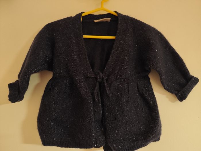 Gilet fille bleu marine pailleté 12 mois - photo numéro 2