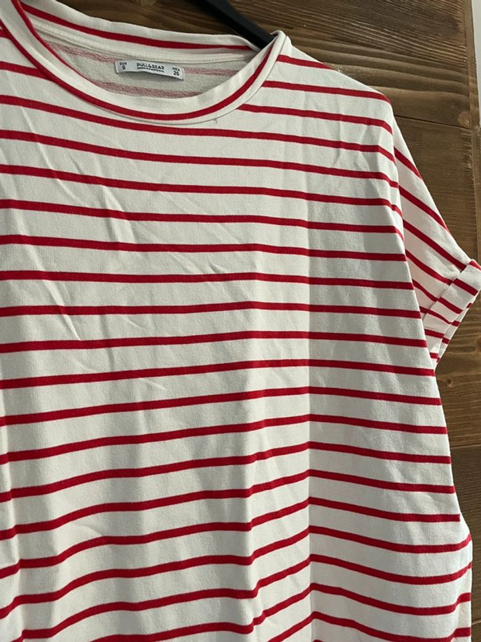 Robe sweat marinière blanche et rouge - photo numéro 2