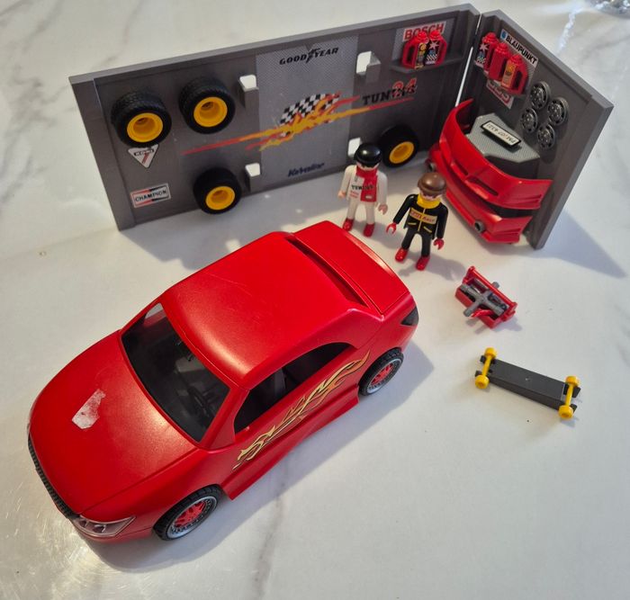 Playmobil 4321 voiture de course rouge et atelier tuning-mecanique