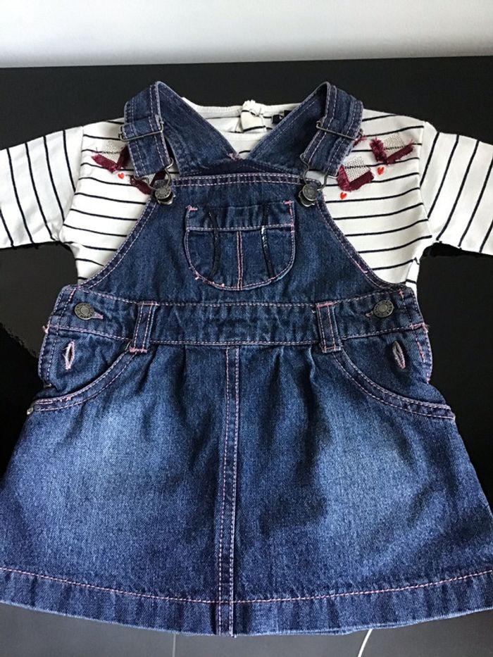 Jupe à bretelles réglables en jeans 18 mois - photo numéro 2