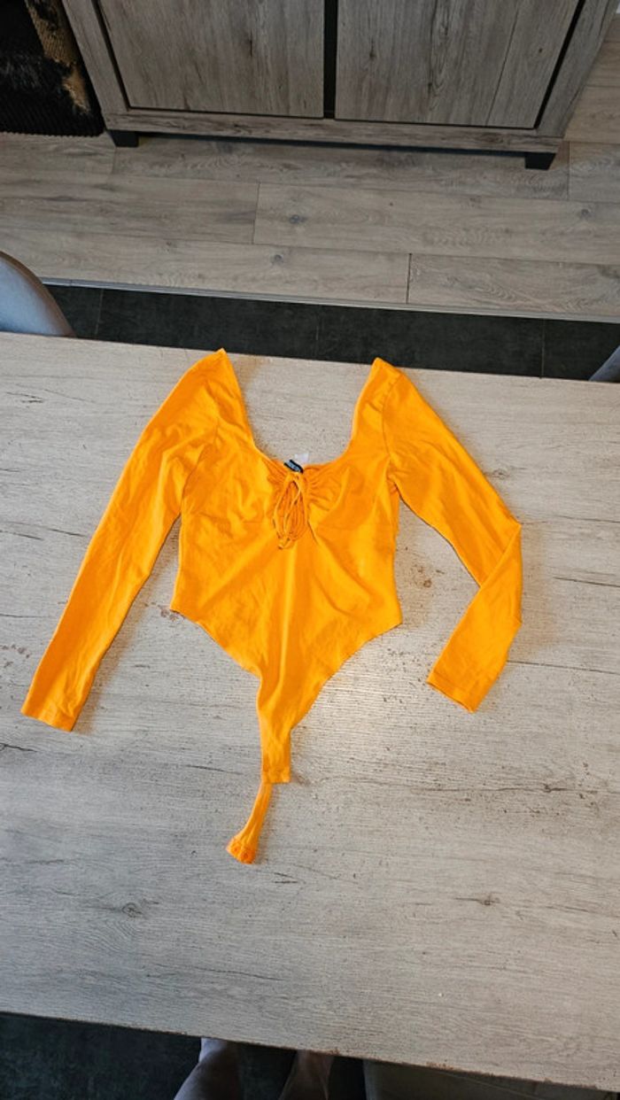Body à manches longues orange, élastique, H&M Divided, M - photo numéro 2
