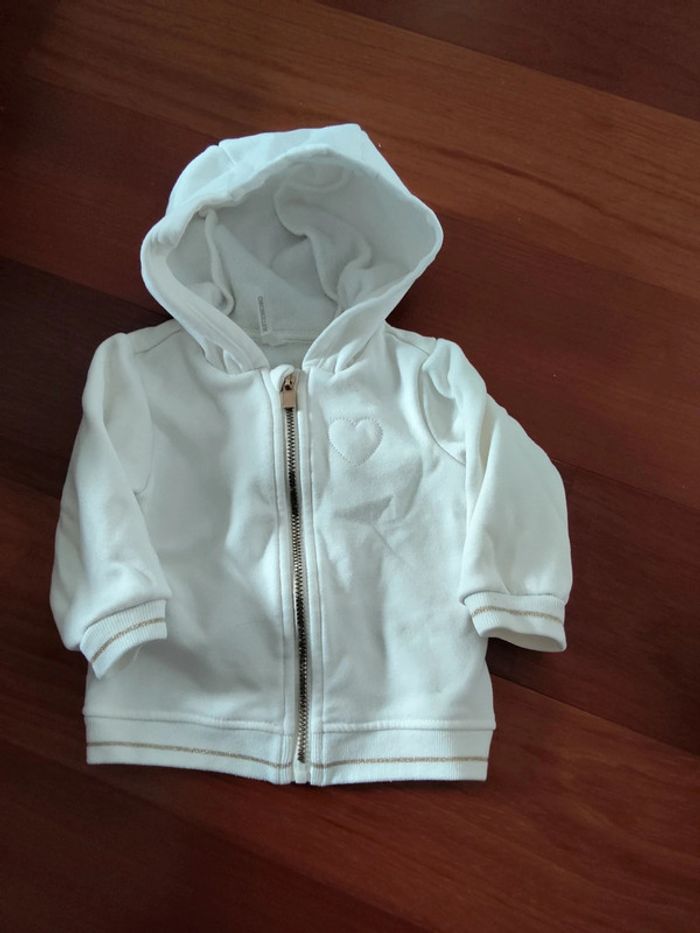 Sweat zippé creme 6mois