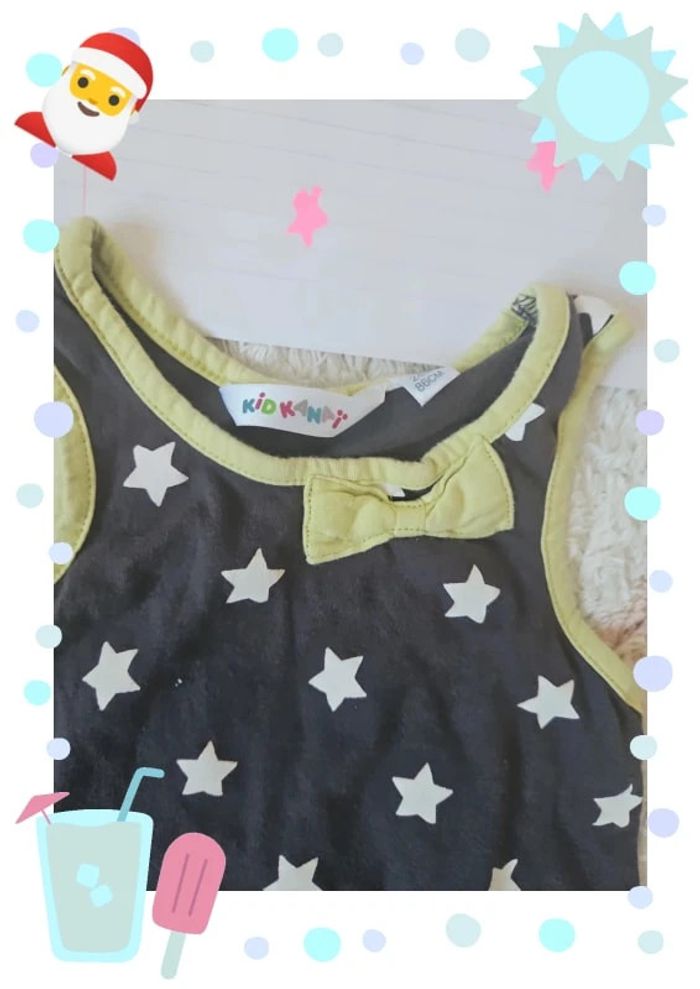débardeur tee shirt kid kanai taille 24 m gris et vert pale, imprimé etoile blanche - photo numéro 3