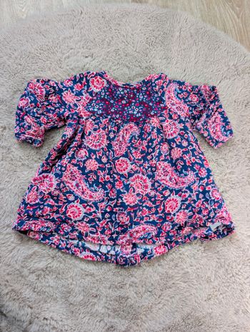 Robe bébé fille Du Pareil au Même 12 mois – coton imprimé fleuri – très bon état