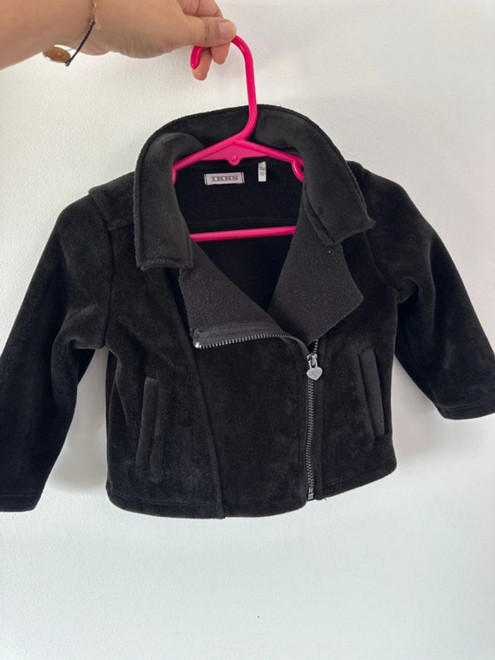 Cardigan noir velours esprit motard ikks 18 mois