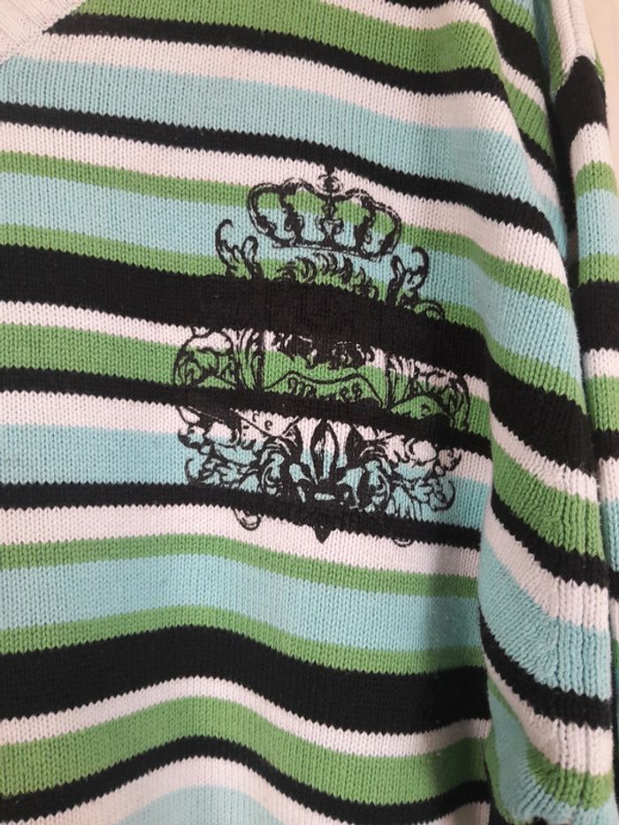 Beau pull coton rayé avec motif - photo numéro 2