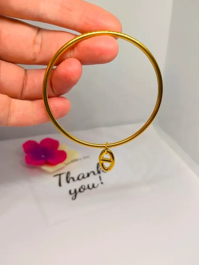 Bracelet jonc doré avec breloque maille marine - photo numéro 7