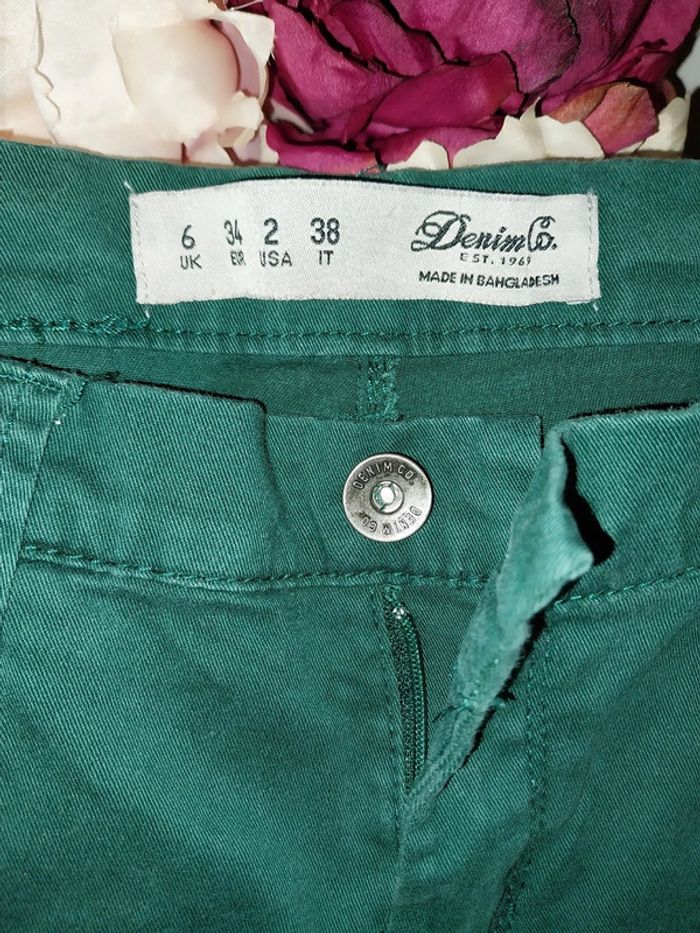 Pantalon skinny denim vert sapin état neuf Taille 34 Denim Co by Primark - photo numéro 3