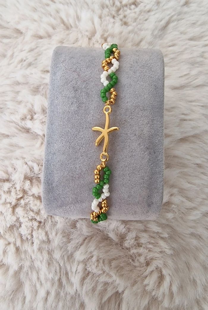 Bracelet vert et doré thème vacances/été - photo numéro 2