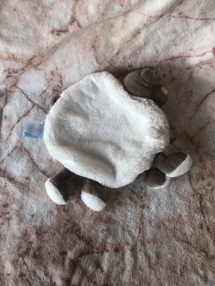 Doudou plat rond Hippopotame Bazile blanc marron vert BabyNat’ Baby Nat - photo numéro 2