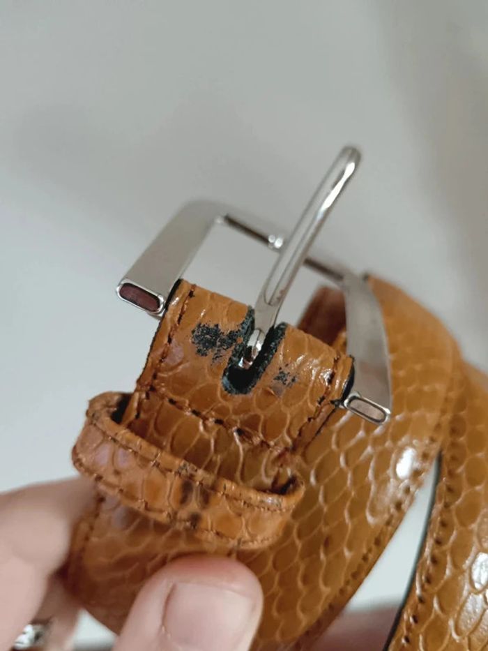 Ceinture marron clair orangé cuir - photo numéro 8
