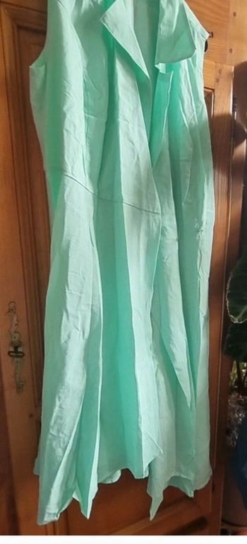 Ensemble lin bon prix collection robe et veste vert anis 46 48