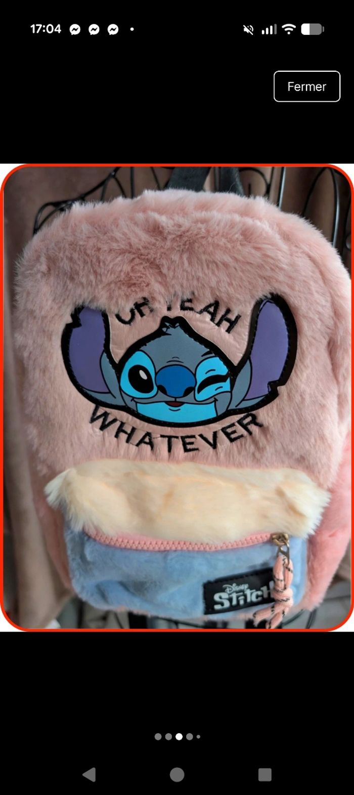 Petit sac à dos Stitch Disney - Peluche Rose - NEUF - photo numéro 3