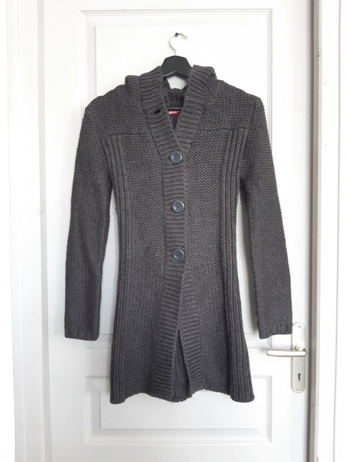Gilet long en maille gris
