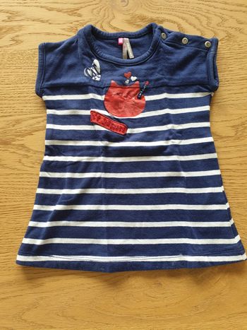 Robe bleue rayée manches courtes 12 mois