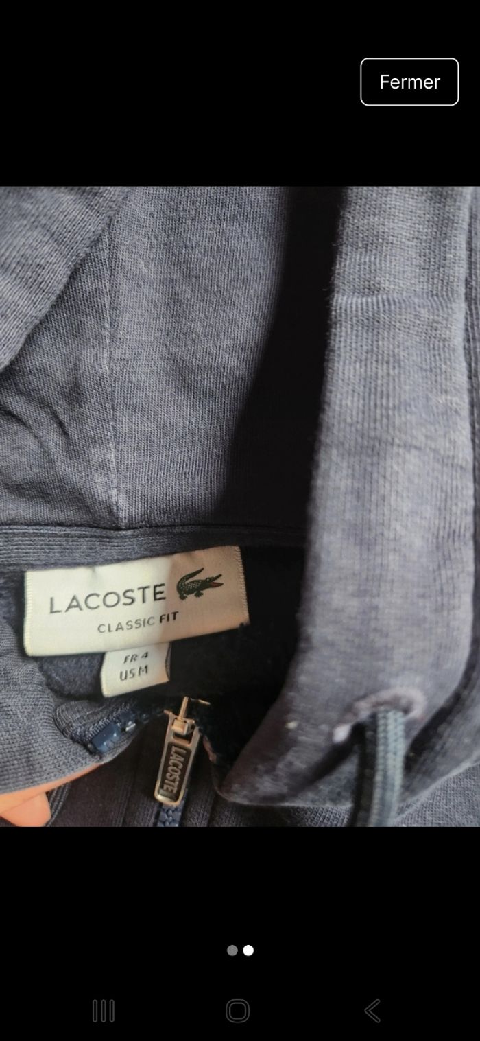 Sweat à capuche Lacoste bleu marine taille 4 - photo numéro 2
