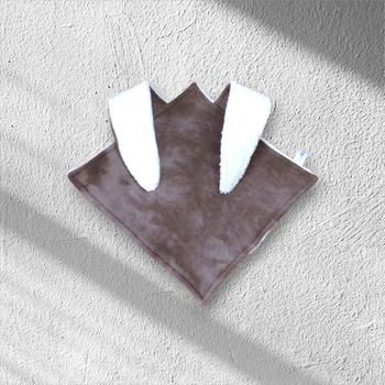 doudou plat oreilles de lapin double gaze de coton doublé éponge de bambou, modèle chocolat