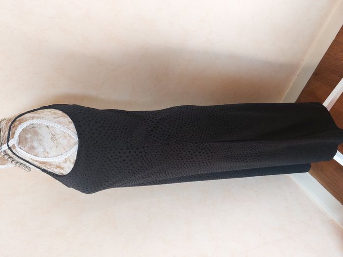 Robe longue Affaire de mode Prestique noir pois velours sans manches taille 36-38 - photo numéro 6