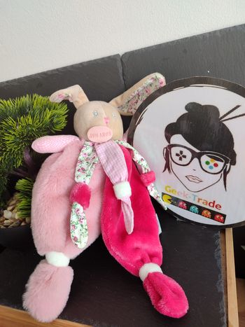 Doudou Knuffel Lapin Rose BN0111 Poupi Baby Nat' Mouchoir Plat Beige Fleur 3308