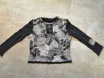 Top manches longues noir et gris Taille unique