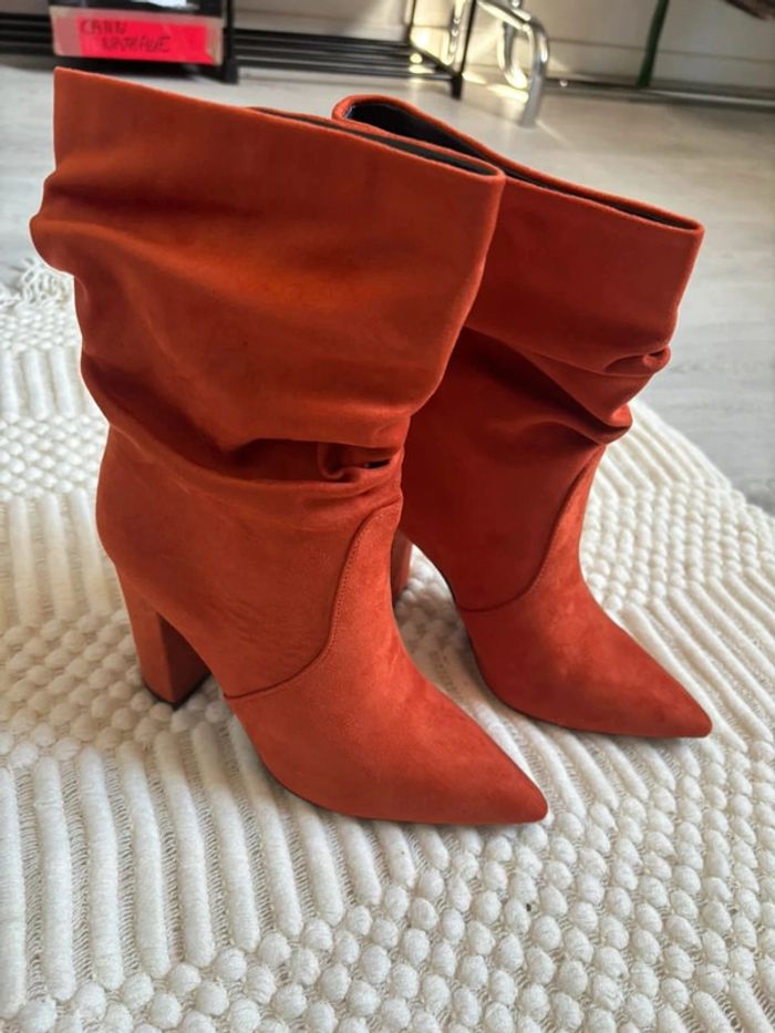 Bottines femme en daim orange 37 - photo numéro 3