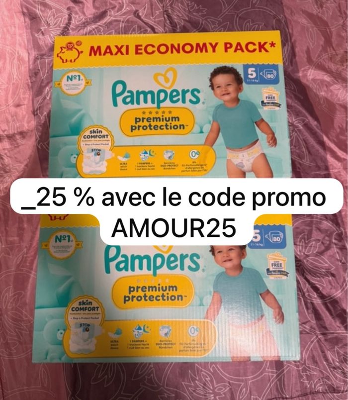 Deux carton de couches Pampers taille 5 premium