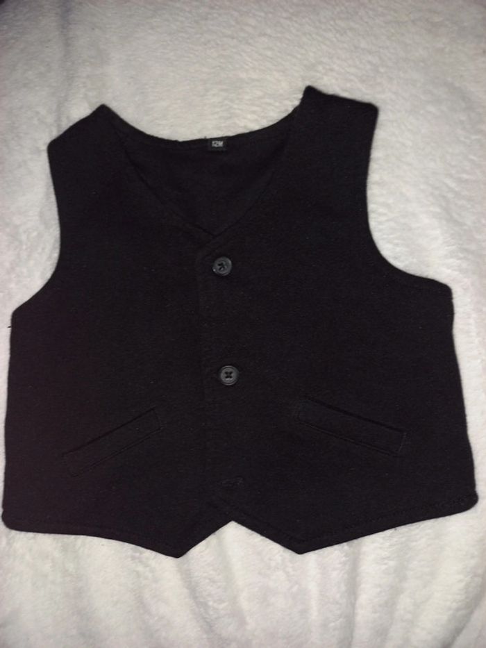 Plastron noir à boutons 12mois - photo numéro 2