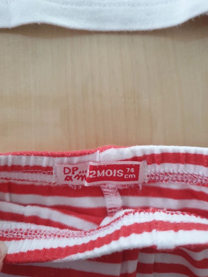 Ensemble fille 12 mois t-shirt + legging blanc et rouge - photo numéro 3