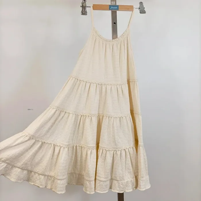 Robe trapèze crème à volants – Style bohème – Taille 8 ans A635 - photo numéro 7