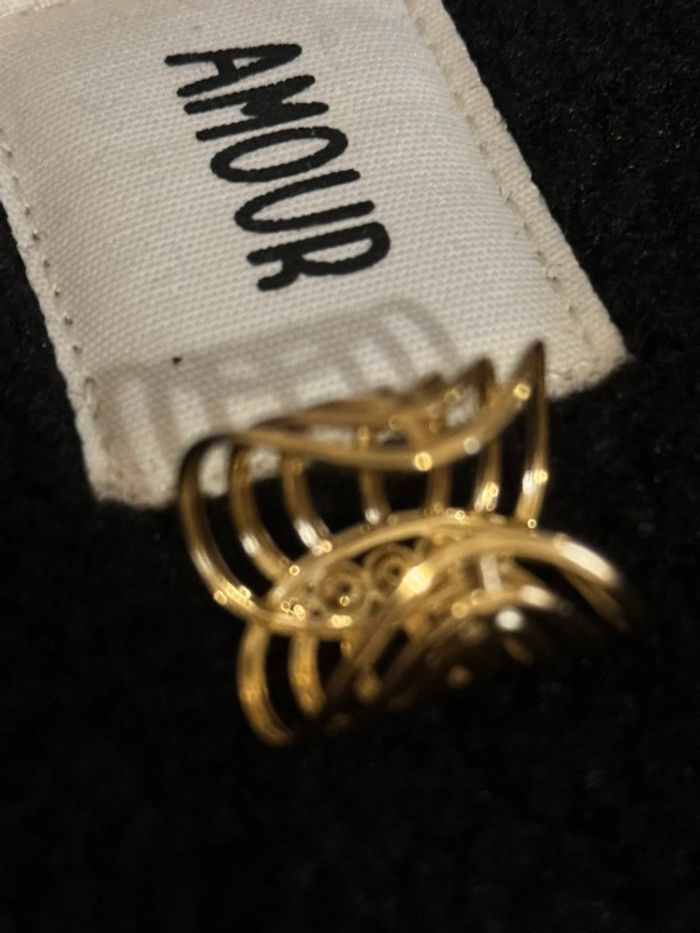 Bague xl réglable acier inoxydable or cristaux couleur - photo numéro 4