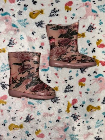 Botte de pluie rose à fleur - Taille 22 