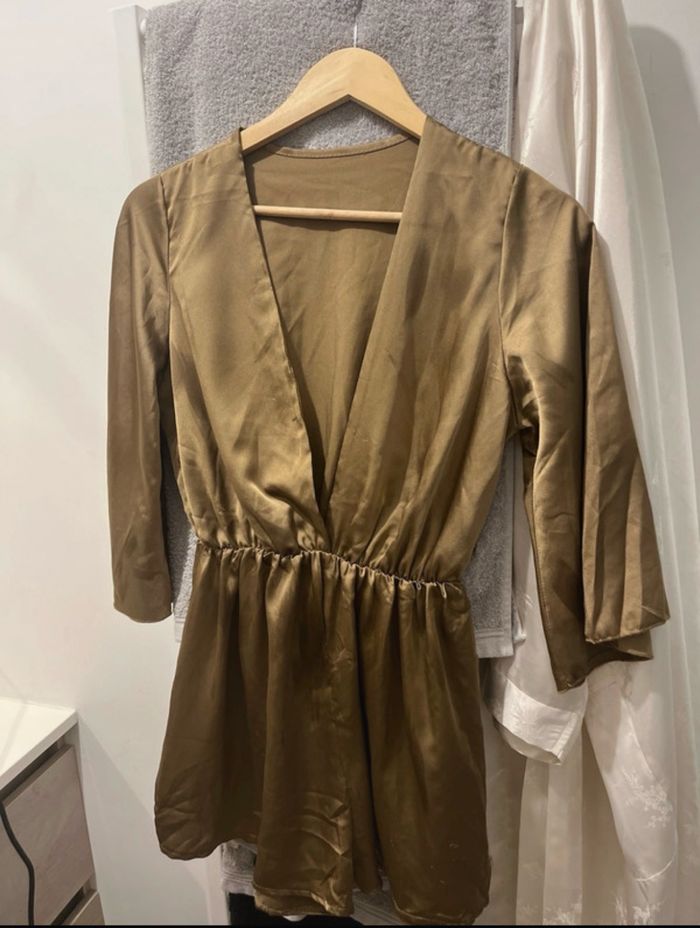 Combi short satiné kaki