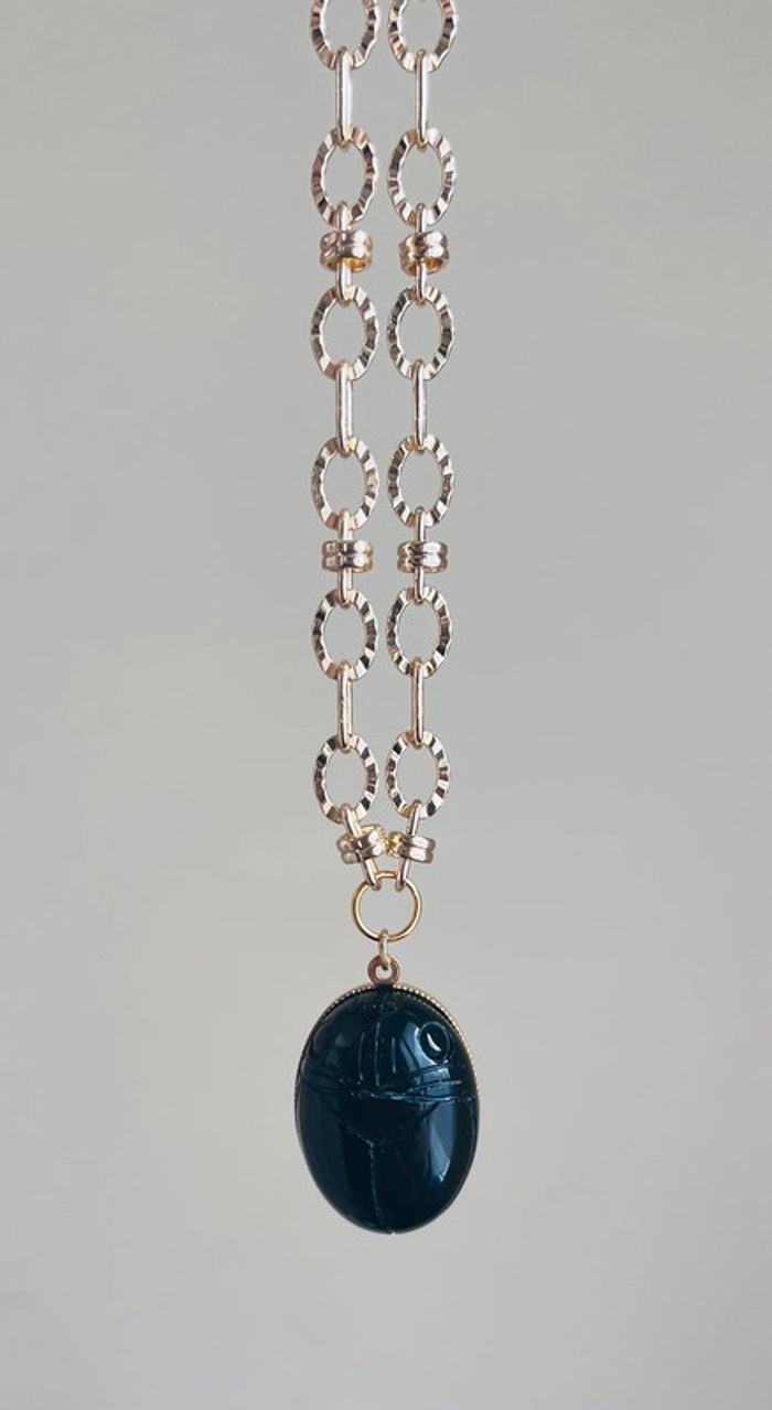 Sautoir amulette scarabée Onyx noir - photo numéro 6