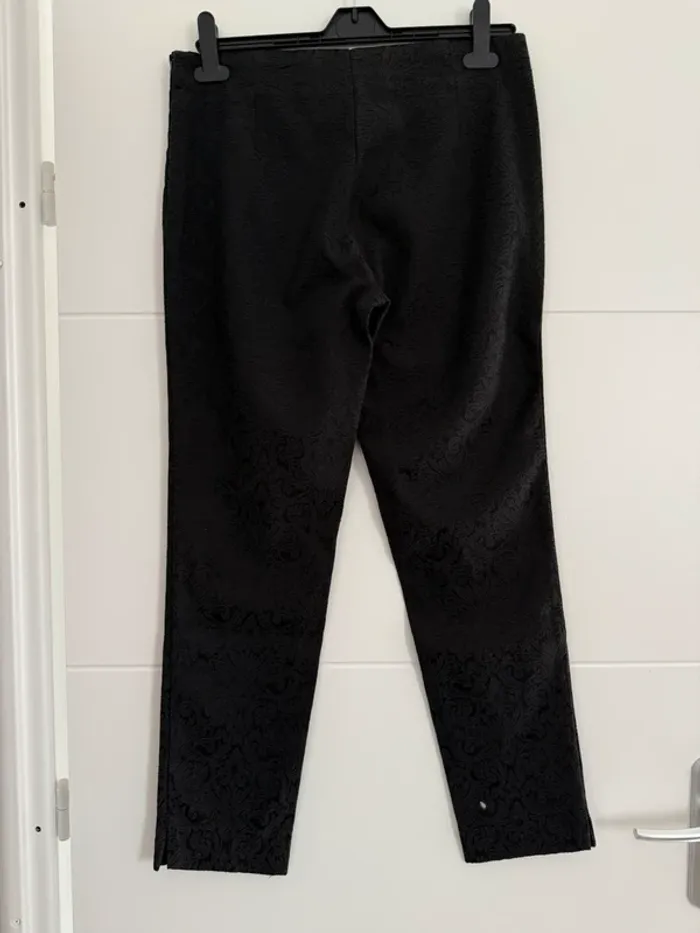 Pantalon legging noir droit long jacquard tailleur costume pantaloni pantalones Vloeiende Calças - photo numéro 2