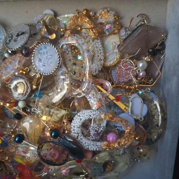 Lot de boucles d'oreilles pendante multicolore artisanale résine - photo numéro 3