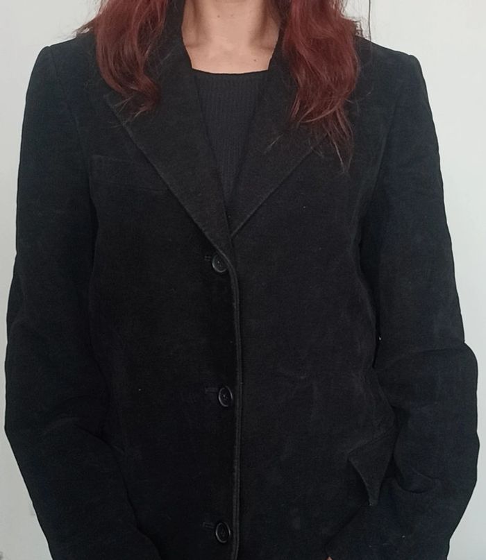 Manteau d hiver noir touché daim homme taille L - photo numéro 4