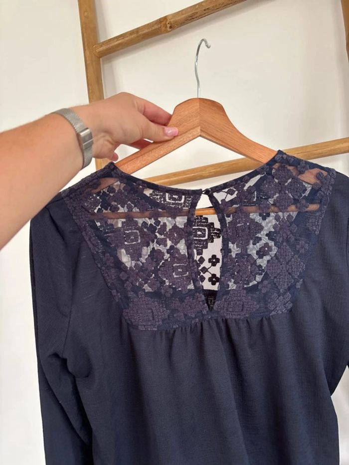 Blouse bleu marine manches 3/4 - photo numéro 5