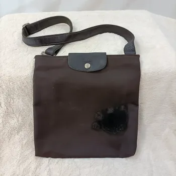 Sac bandoulière marron nylon et cuir – Longchamp Paris S033