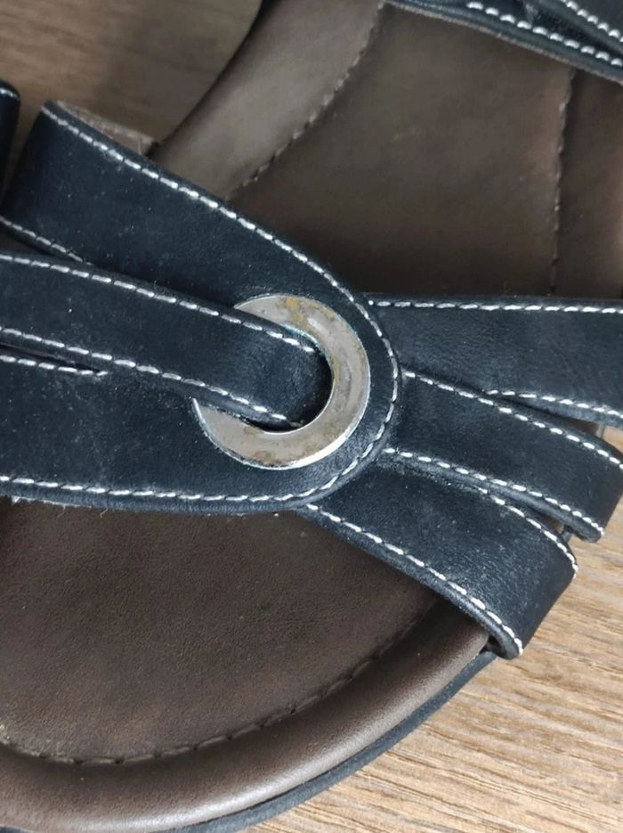 Sandales noir lanière petit talon scratch / Easy STREET - 39 - photo numéro 9