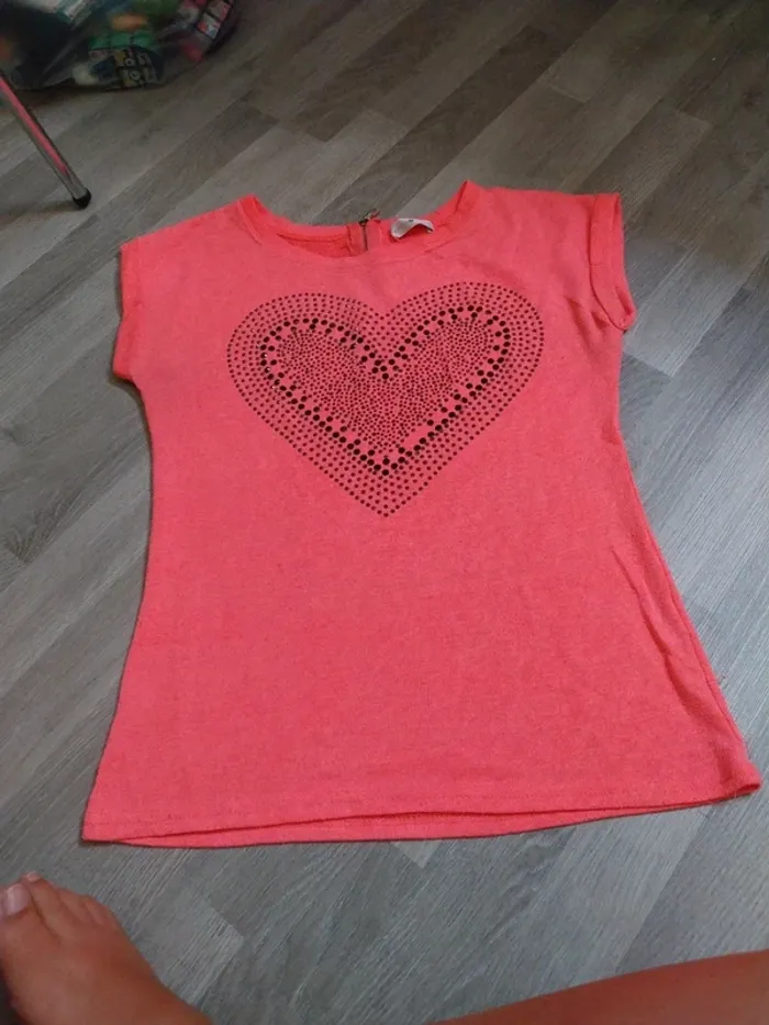 Tee-shirt femme 38 saumon fluo - photo numéro 2