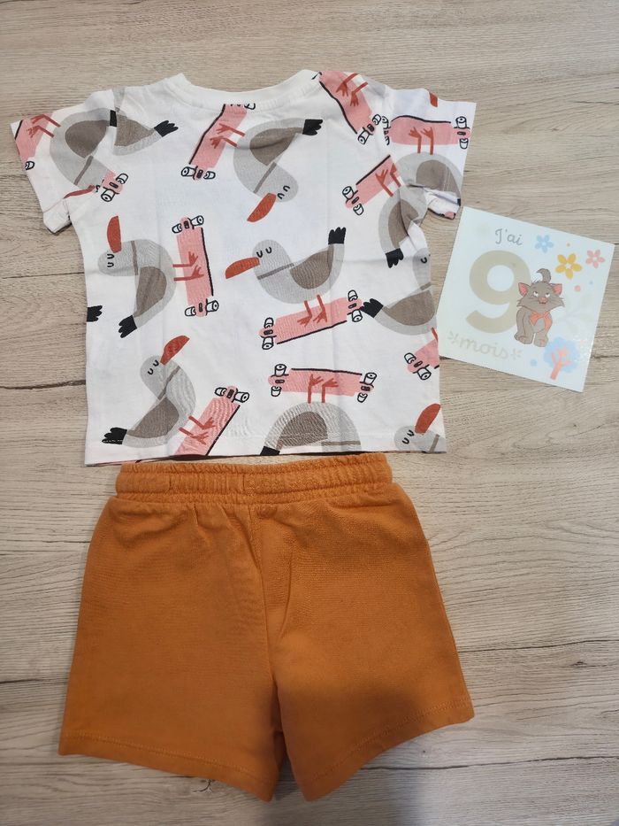 Ensemble short et tee-shirt blanc et orange, Lefties, 9-12 mois 80cm - photo numéro 2