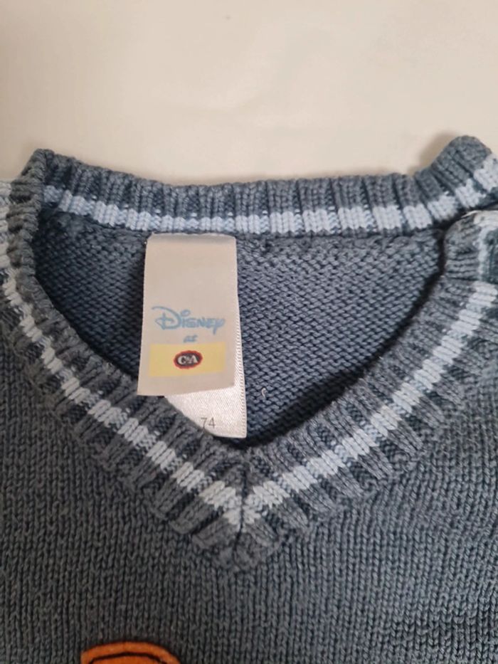 Pull sans manche bleu-gris 12 mois - photo numéro 4