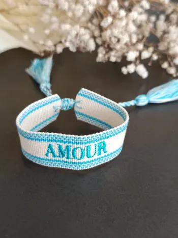 Bracelet tissu amour bleu