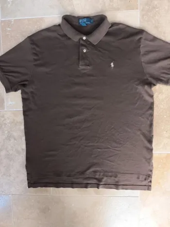 Polo Ralph Lauren homme taille L marron logo marron clair stretch - petites tâches