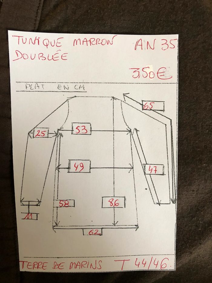 AN35: Tunique marron tdm T 44/46 - photo numéro 15