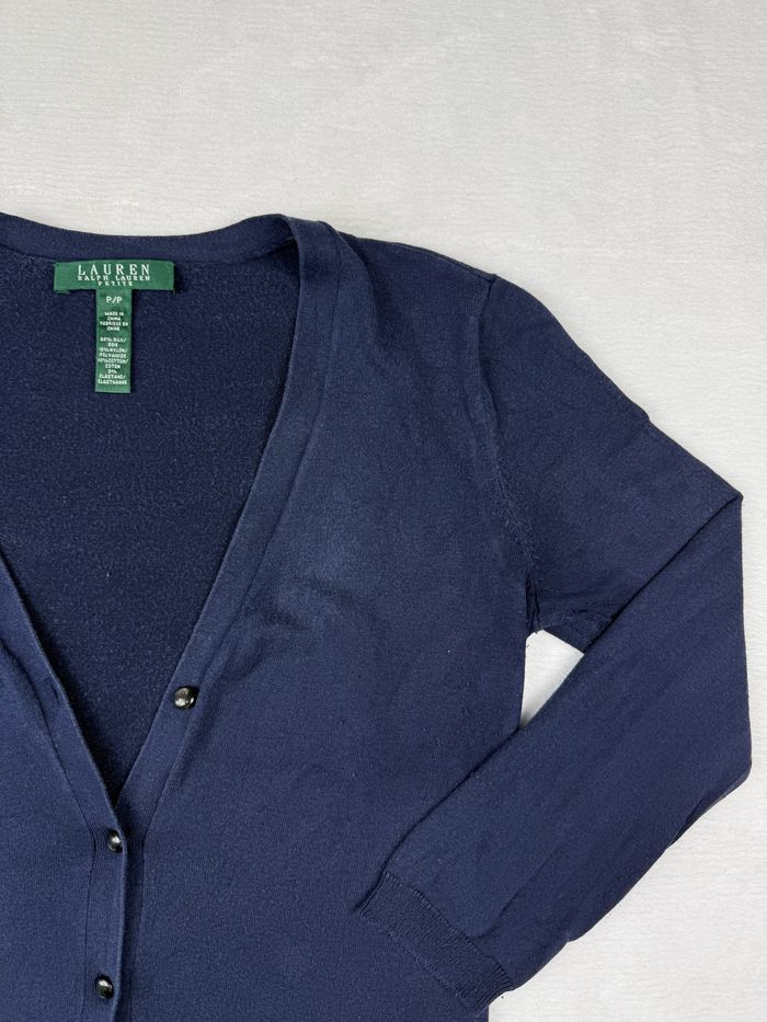 Gilet en soie bleu marine Ralph Lauren femme taille P / XS Cardigan élégant #02425 - photo numéro 2