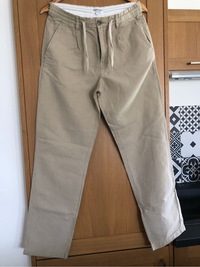 Pantalon lin et coton Bonobo beige taille 36 (S) - photo numéro 2